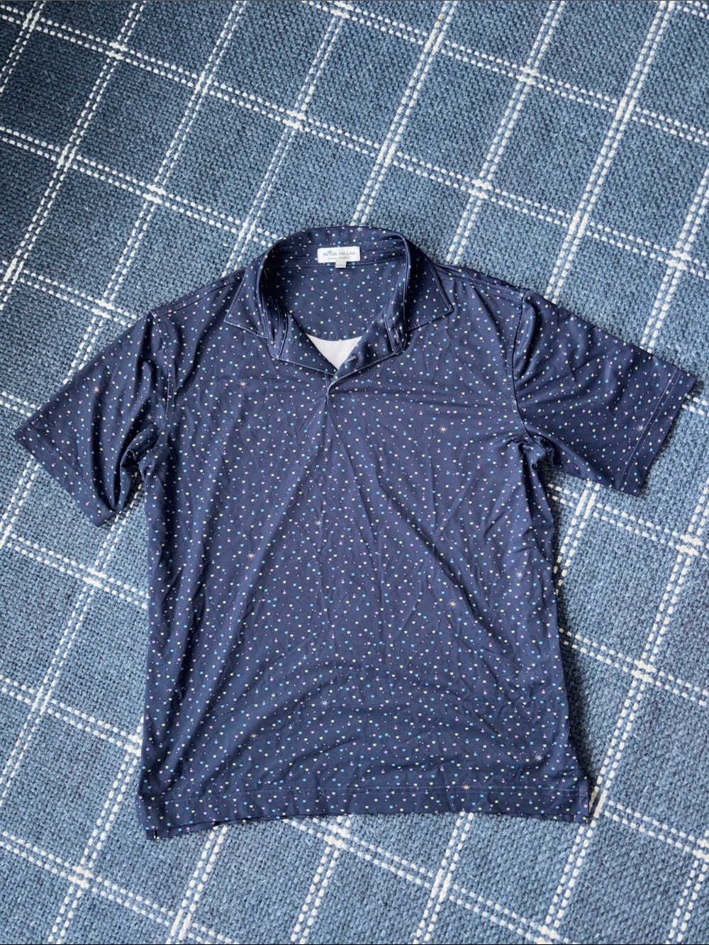 Peter Millar Boys Navy Golf Polo with Crown Prints